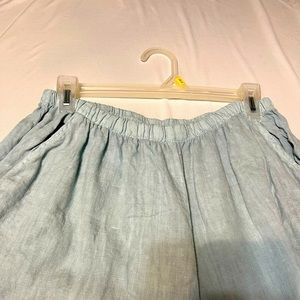 100% Linen Pants Aqua Blue by Match Point . Sz L